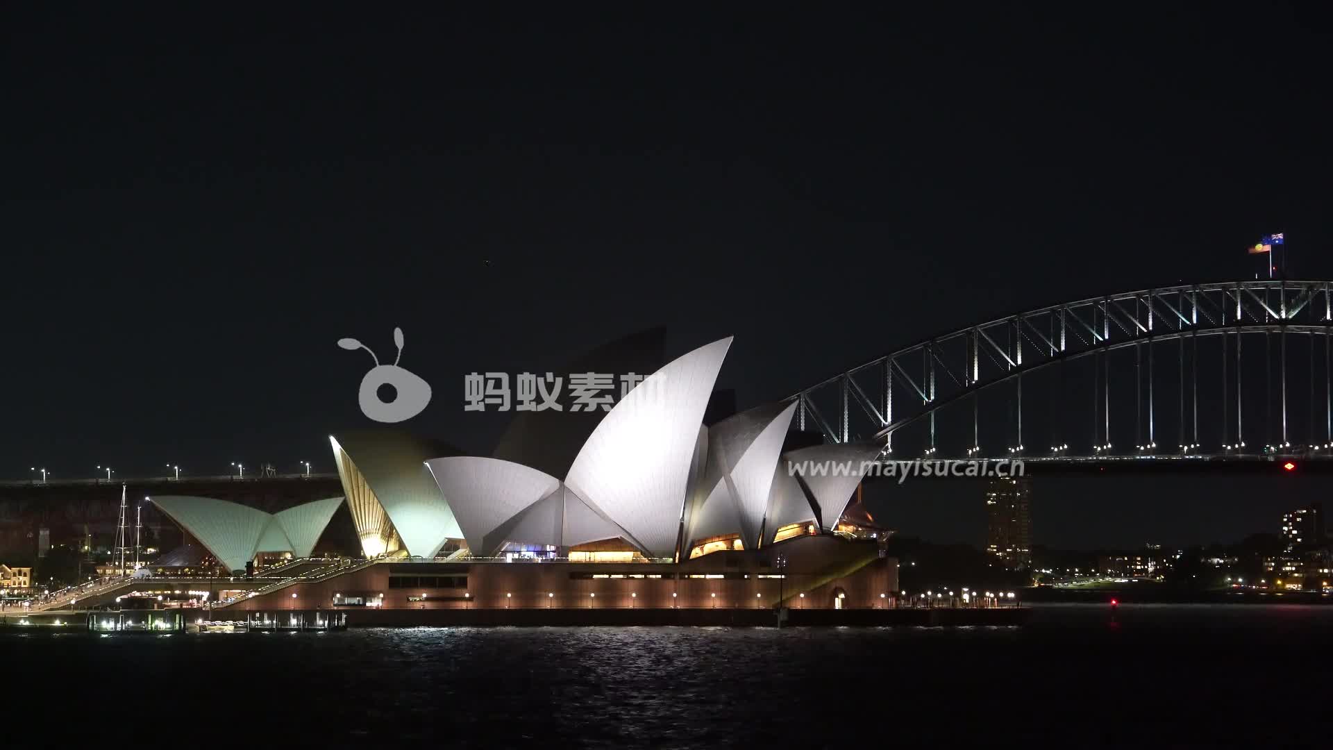 悉尼歌剧院和海港大桥夜景实拍视频素材-MWaoE3-第2张图