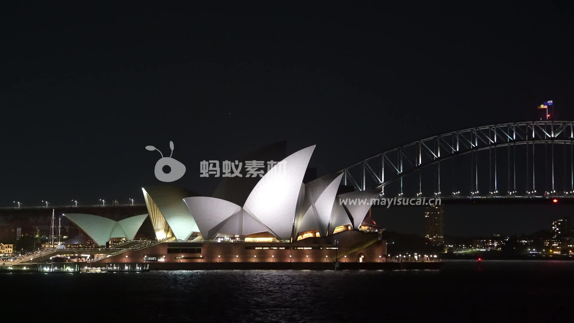 悉尼歌剧院和海港大桥夜景实拍视频素材-MWaoE3-第4张图