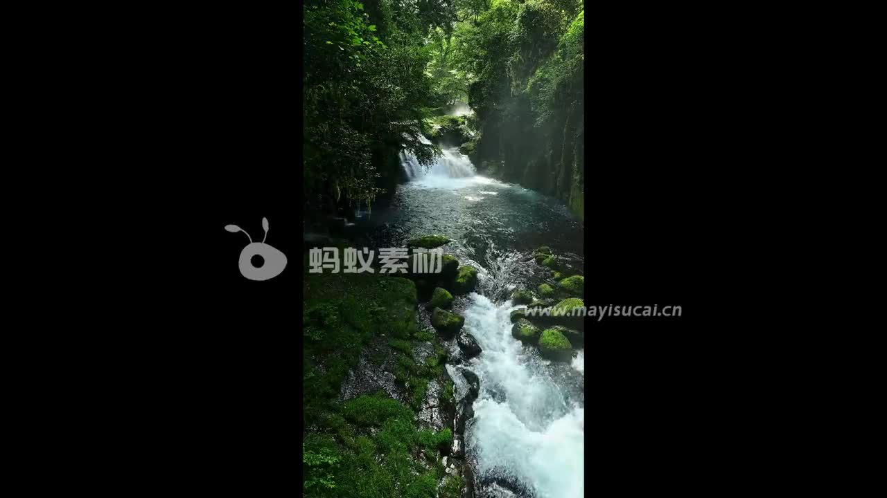 宁静治愈山涧溪流瀑布特写视频素材 相册第1张图 