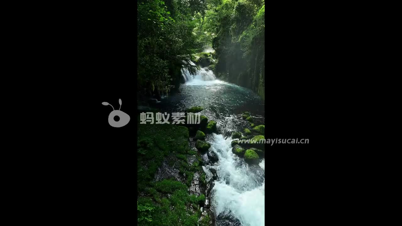 宁静治愈山涧溪流瀑布特写视频素材 相册第4张图 