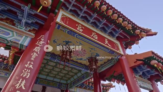 广州南沙天后宫视频中国风格寺庙建筑风景-第1张图