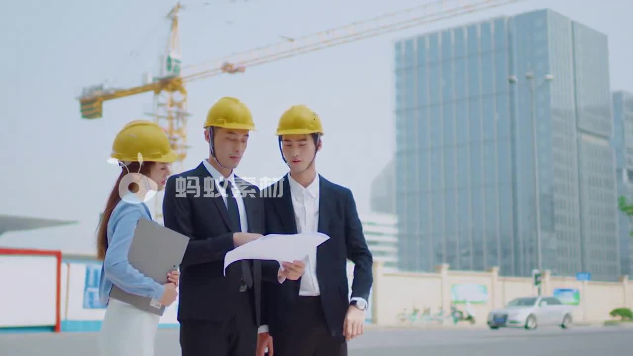 建筑工地带安全帽视察商务工程现场考察4K高清视频素材-第3张图