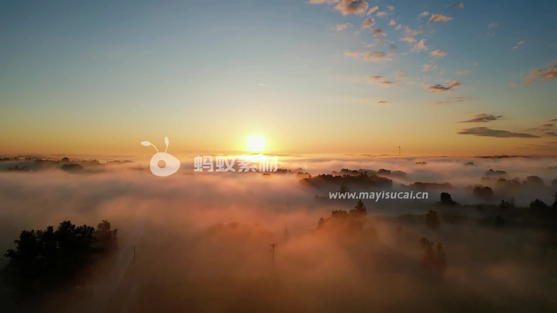 大气磅礴的日出航拍视频 雾气笼罩大地日出场景 相册第2张图 