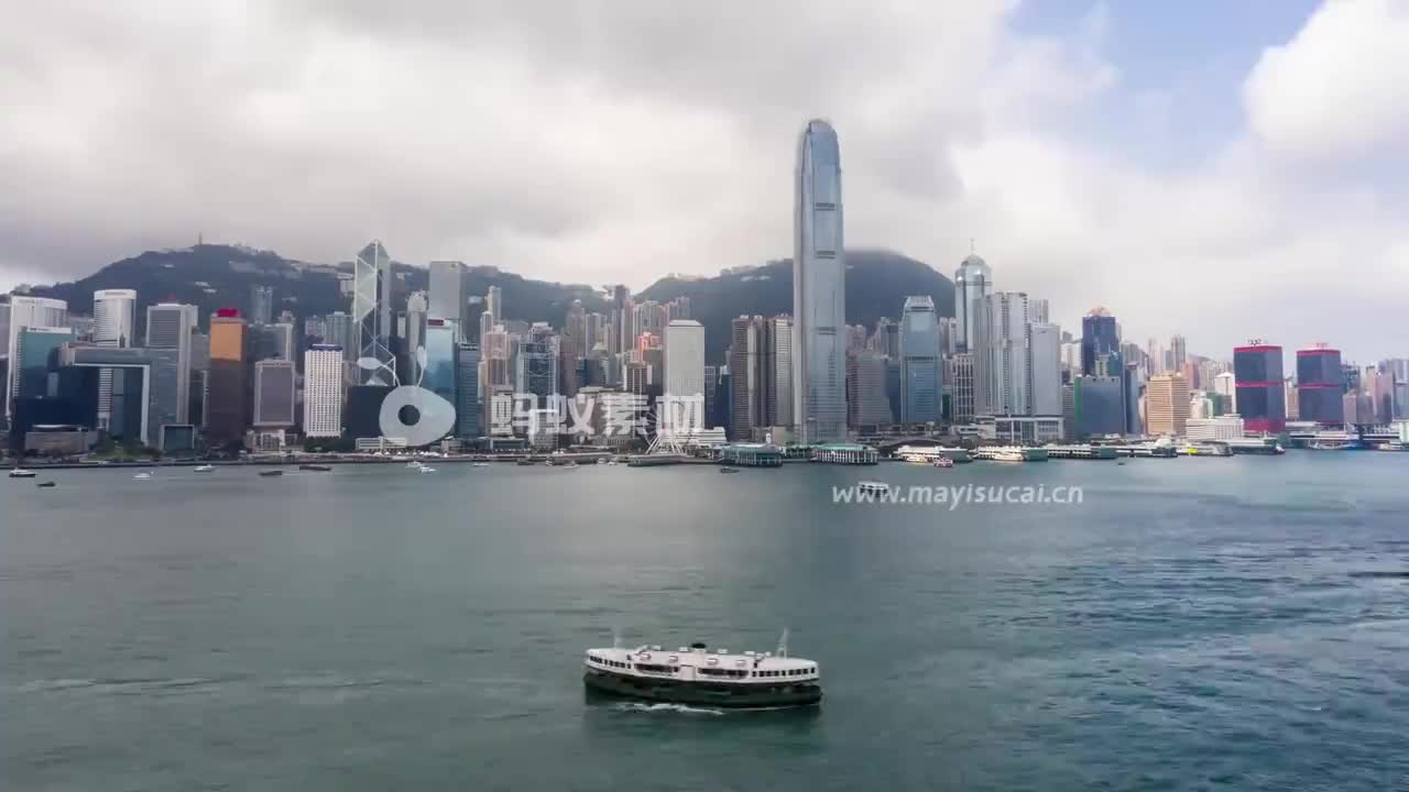 维多利亚港延时摄影航拍香港维多利亚港视频（4K）-第4张图