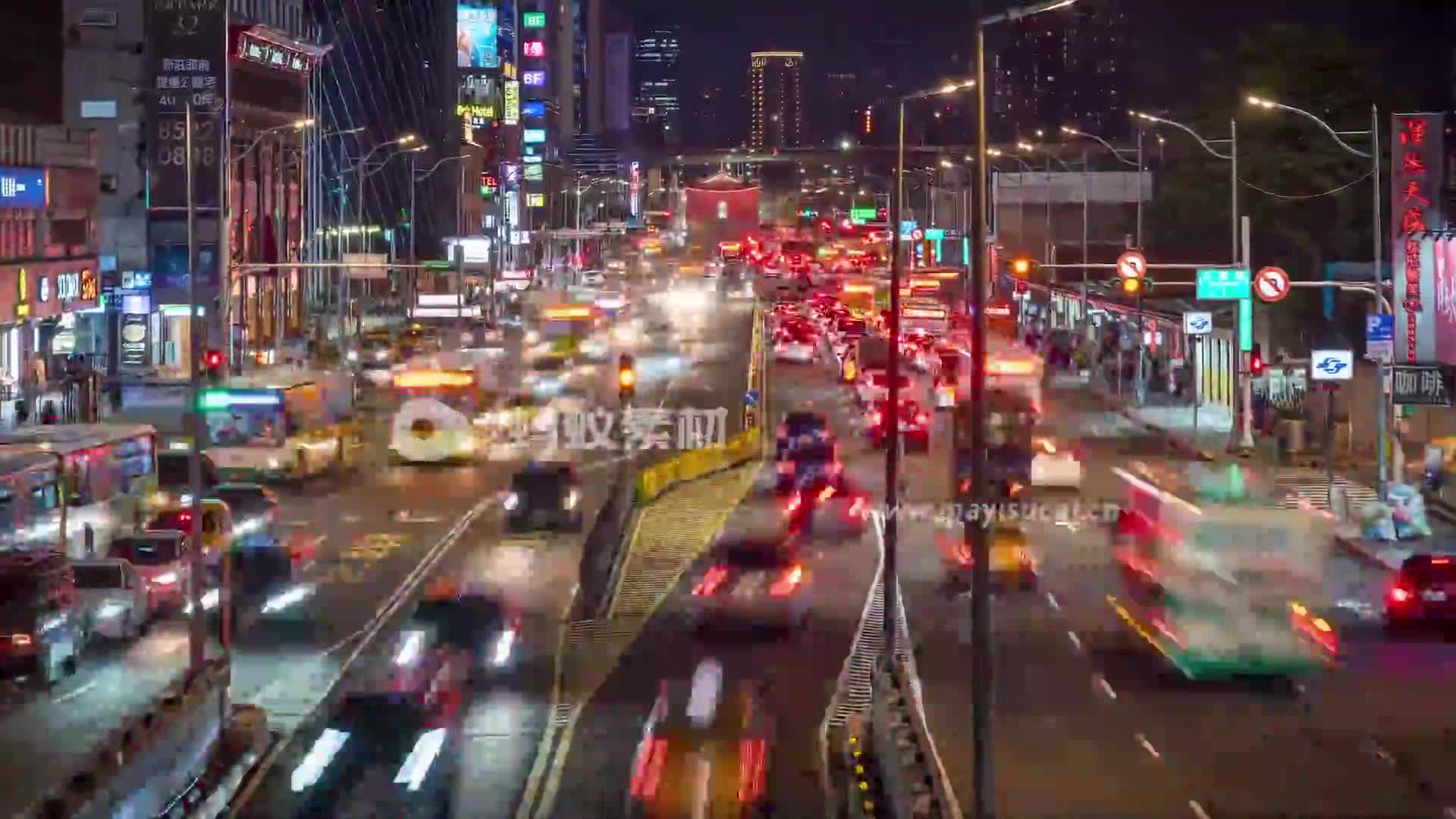 城市交通景观车水马龙的城市夜景高清实拍视频-第2张图